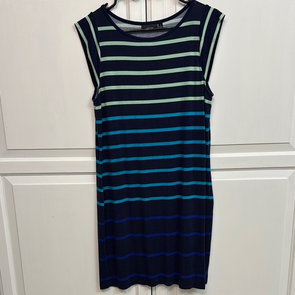 Apt. 9 Blue Striped Dress. Cap sleeve. Size M. - Picture 1 of 6